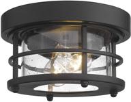 🏡 emliviar we2085f bk 2-light farmhouse flush mount ceiling light fixture, 10 inch, black finish logo