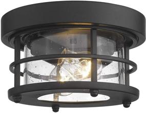 img 4 attached to 🏡 Emliviar WE2085F BK 2-Light Farmhouse Flush Mount Ceiling Light Fixture, 10 Inch, Black Finish