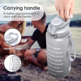 img 3 attached to 💧 64oz Half Gallon Water Bottle with Straw, Time Marker and Handle - Gray Gradient, Leakproof, BPA Free Tritan Water Jug for Fitness, Gym, Outdoor - Motivational Hydration Bottle