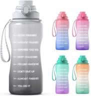 💧 64oz half gallon water bottle with straw, time marker and handle - gray gradient, leakproof, bpa free tritan water jug for fitness, gym, outdoor - motivational hydration bottle logo