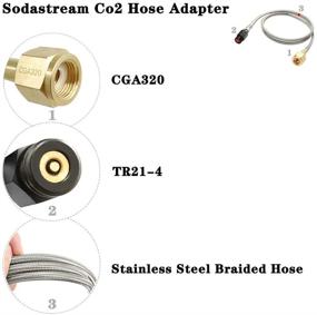 img 2 attached to 🥤 Enhanced Soda Stream Adapter Hose Kit with High-Pressure Stainless Steel Braided Hose, 60in CGA320 to TR21-4 G1/2 Co2 Tank Adapter, 4500psi Pressure