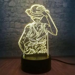 img 1 attached to 🐵 Luffy Hero 3D LED Night Light - Monkey D. Luffy Table Lamp USB with 7 Colors Changing - Teen Room Decorative Lamp for Boys - Perfect Birthday Gift and Kids Toy (Luffy)