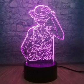 img 4 attached to 🐵 Luffy Hero 3D LED Night Light - Monkey D. Luffy Table Lamp USB with 7 Colors Changing - Teen Room Decorative Lamp for Boys - Perfect Birthday Gift and Kids Toy (Luffy)