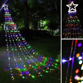 img 1 attached to 🌟 PUHONG 320 LED Outdoor Star String Lights with 8 Memory Modes, 16.4Ft Christmas Tree Toppers Lights and 14" Lighted Star for Halloween, Christmas, New Year, Holiday, Birthday