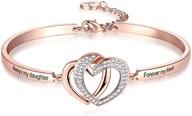 🎄 aihitero christmas day daughter bracelet gifts: always my daughter forever my friend love heart bangle - women/girls rose gold jewelry for birthday, anniversary, thanksgiving, xmas - father mother's perfect present! logo