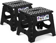 🪑 delxo 11-inch folding step stool for kids and adults, 2-pack non-slip foldable stools with handle, portable plastic stool for bathroom, bedroom, kitchen - holds up to 300lbs (black) logo