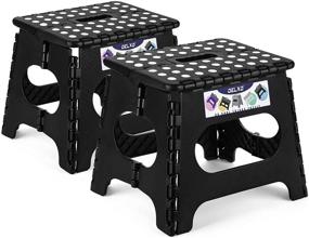 img 4 attached to 🪑 Delxo 11-Inch Folding Step Stool for Kids and Adults, 2-Pack Non-Slip Foldable Stools with Handle, Portable Plastic Stool for Bathroom, Bedroom, Kitchen - Holds up to 300lbs (Black)