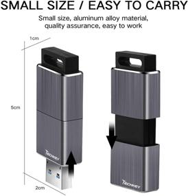 img 2 attached to 💾 128 ГБ USB 3.0 Флеш-накопитель, Techkey F90 Пен-драйв | Высокоскоростной флеш-накопитель | Без колпачка | Ретрактируемый USB-накопитель | Устойчив к ударам | Компактный размер