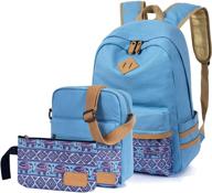 🐘 leaper elephants women's backpack set - light blue shoulder bag purse logo