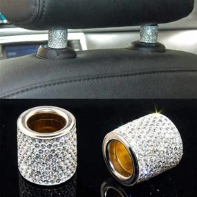 img 2 attached to 💎 Car Headrest Collars Rings - Bling Crystal Diamond Ice Decor for Car SUV Truck Interior - 4 Pack White