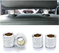 💎 car headrest collars rings - bling crystal diamond ice decor for car suv truck interior - 4 pack white logo