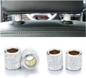 img 4 attached to 💎 Car Headrest Collars Rings - Bling Crystal Diamond Ice Decor for Car SUV Truck Interior - 4 Pack White