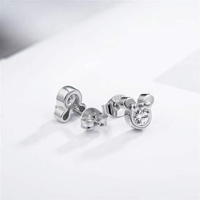 img 2 attached to 🐭 925 Sterling Silver White Gold Plated Cubic Zirconia Mouse Stud Earrings for Baby Girls by AllenCOCO