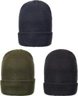 🧢 genuine wool ski watch cap 3-pack: premium quality, made in usa - 100% wool logo