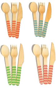 img 1 attached to 🌿 Premium Perfect Stix Printed Wooden Chevron Wooden Cutlery (Pack of 36) - Eco-Friendly and Stylish Utensils!