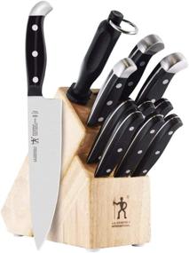 img 4 attached to 🔪 HENCKELS Statement 12-pc Kitchen Knife Set: Chef’s Knife, Steak Knife Set, Bread Knife, Sharpener, Block - Light Brown