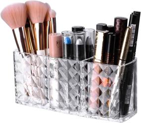 img 2 attached to 🔹 WELTRXE Crystal Makeup Brush Holder: Stylish and Clear Organizer for Bathroom and Vanity Countertop