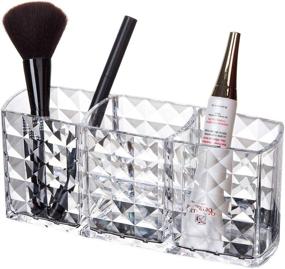 img 4 attached to 🔹 WELTRXE Crystal Makeup Brush Holder: Stylish and Clear Organizer for Bathroom and Vanity Countertop