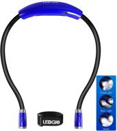 📚 ledgle rechargeable led book light: hands-free neck reading lamp for bed or car - 4 led beads, 3 brightness levels, blue логотип