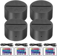 🌙 4-pack 3d night led light base with remote control and usb cable - acrylic16 colors led base for bedroom, child room, restaurant, shop (4-pack black) логотип