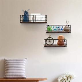 img 2 attached to 📚 CRUGLA Floating Shelves Wall Mounted Set of 3: Versatile Hanging Storage for Bathroom, Living Room, Bedroom, Office