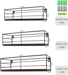 img 3 attached to 📚 CRUGLA Floating Shelves Wall Mounted Set of 3: Versatile Hanging Storage for Bathroom, Living Room, Bedroom, Office