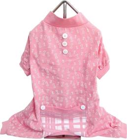 img 4 attached to FouFou Dog Bone Print PJ in Pink, Size 🐶 Medium: A Comfy and Stylish Clothing Option for your Pooch