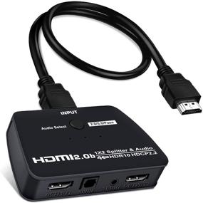 img 4 attached to 🔌 NEWCARE 1x2 HDMI Splitter with Audio Extractor: 4k@60Hz Powered HDMI2.0b Splitter for Dual Monitors - Duplicate/Mirror Only, 3D Support - PS5, Xbox One, HD TV