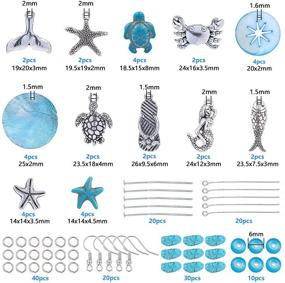 img 3 attached to 🌊 SUNNYCLUE DIY 10 Pairs Starfish Mermaid Turquoise Earring Making Kit - Ocean Beach Summer Theme Earrings with Synthetic Turquoise Beads, Turtle, Fish, Crab, Slipper Charms - Ideal for DIY Jewelry Making