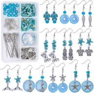 🌊 sunnyclue diy 10 pairs starfish mermaid turquoise earring making kit - ocean beach summer theme earrings with synthetic turquoise beads, turtle, fish, crab, slipper charms - ideal for diy jewelry making logo