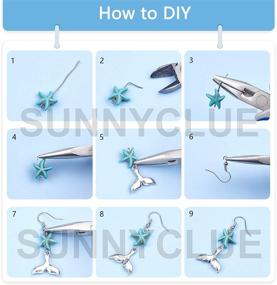 img 1 attached to 🌊 SUNNYCLUE DIY 10 Pairs Starfish Mermaid Turquoise Earring Making Kit - Ocean Beach Summer Theme Earrings with Synthetic Turquoise Beads, Turtle, Fish, Crab, Slipper Charms - Ideal for DIY Jewelry Making