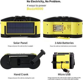 img 1 attached to 📻 Buzz4000 Экстренное радио для погоды - Портативное и работающее от солнечной батареи с ручной кривой, AM FM NOAA метеостанции, USB зарядное устройство для мобильного телефона, сигнал SOS, светодиодный фонарик и радио для чтения