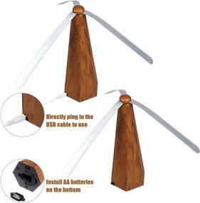 img 1 attached to 🪰 PIAOPIAONIU 3 PCS Fly Fan: Portable Wood Grain Table Fan for Both Indoor and Outdoor Use, Effectively Keep Flies Away from Your Food