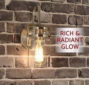 img 1 attached to 💡 Wyer 11.5" Modern Industrial Farmhouse Wall Sconce/Light: Clear Glass Jar Shade, Dimmable, Brushed Nickel Finish