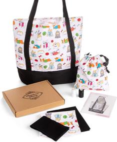 img 4 attached to 🎨 Веселый и расслабляющий набор для создания сумок своими руками - швейный проект для всех возрастов - Яркий рисунок с собакой/животными - Идеальный художественный подарок для начинающих и энтузиастов