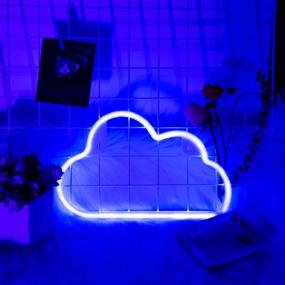 img 3 attached to 🌟 OHLGT LED Neon Light - Stunning Blue Cloud Neon Sign for Wall Decor in Home, Kids Bedroom, Bar & Party - Battery and USB Operated Neon Decorative Lights for Christmas, Halloween, Valentine's Day & More