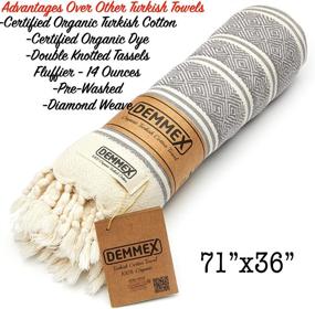 img 3 attached to 💧 DEMMEX 100% Organic Cotton & Organic Dye XL Diamond Weave Turkish Cotton Towel Peshtemal Blanket - Prewashed for Bath, Beach, Pool, SPA, Gym | Dark Grey | 71x36 Inches