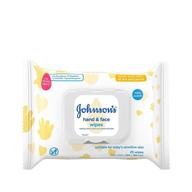 johnson's hand & face baby sanitizing wipes for travel and on-the-go, tear-free formula, no parabens or alcohol, pack of 4, 25 ct each logo