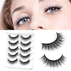 img 3 attached to Get Glamorous with Cuckoo Faux Mink Lashes Pack: 5 Pairs of Long Dramatic 3D Faux Mink Eyelashes and Eyelash Glue Kit for Women - Fluffy, Comfortable, and Natural (JL-012)