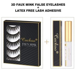 img 1 attached to Get Glamorous with Cuckoo Faux Mink Lashes Pack: 5 Pairs of Long Dramatic 3D Faux Mink Eyelashes and Eyelash Glue Kit for Women - Fluffy, Comfortable, and Natural (JL-012)