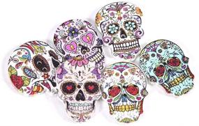 img 3 attached to 🔲 HEEPDD 50pcs Wooden Skull Buttons - Colorful Handmade Drawing Button for Clothing Decoration (Type B)