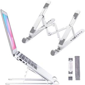 img 4 attached to 💻 Silver Laptop Stand - Adjustable Aluminum Holder for 10-15.6" Notebook Computer - Lightweight Portable Design