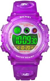 img 4 attached to 🌊 Waterproof Kids Digital Sport Watch for Boys and Girls | Multi Function Outdoor Watches with LED Luminous Display, Alarm, Stopwatch | 7 Color Options
