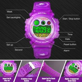 img 3 attached to 🌊 Waterproof Kids Digital Sport Watch for Boys and Girls | Multi Function Outdoor Watches with LED Luminous Display, Alarm, Stopwatch | 7 Color Options