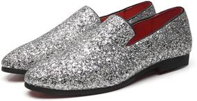 img 1 attached to 👞 Stylish and Dazzling Smoking Slipper Metallic Glitter Men's Loafers & Slip-Ons