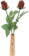 5th year wedding anniversary gift: exquisite 2-stem natural wood roses with vase - ideal present for wife or husband logo