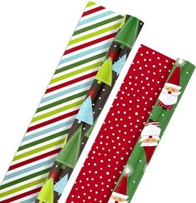 img 4 attached to 🎅 Hallmark Christmas Reversible Wrapping Paper Bundle, Trees and Santa (2 Pack, 60 sq. ft. total)