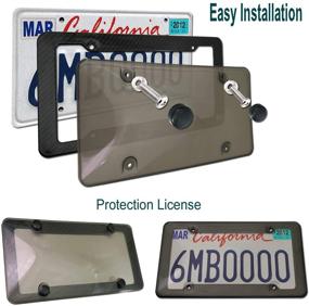 img 2 attached to Комплект защиты номерного знака Ultimate License Plate Protection Bundle: Покрытия для номерного знака в стиле Smoked Bubble Design с прочными рамками из карбонового волокна, в комплекте шурупы из нержавеющей стали, крышки, виброгашения для номерного знака