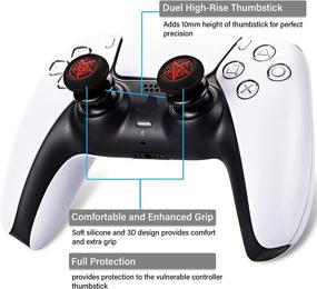 img 3 attached to Улучшенная точность и комфорт: набор продлителей стрелок Thumbstick и силиконовых чехлов с рисунком 🎮 для контроллеров PS5 DualSense и PS4 (Demon Circle).