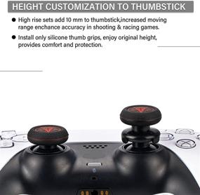 img 1 attached to Улучшенная точность и комфорт: набор продлителей стрелок Thumbstick и силиконовых чехлов с рисунком 🎮 для контроллеров PS5 DualSense и PS4 (Demon Circle).